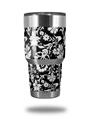 Skin Decal Wrap for Yeti Tumbler Rambler 30 oz Black and White Flower (TUMBLER NOT INCLUDED)