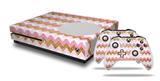 WraptorSkinz Decal Skin Wrap Set works with 2016 and newer XBOX One S Console and 2 Controllers Pink and White Chevron