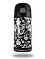 Skin Decal Wrap for Thermos Funtainer 12oz Bottle Black and White Flower (BOTTLE NOT INCLUDED)
