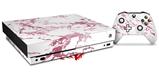 Skin Wrap for XBOX One X Console and Controller Pink and White Gilded Marble