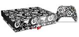 Skin Wrap for XBOX One X Console and Controller Black and White Flower
