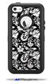 Black and White Flower - Decal Style Vinyl Skin fits Otterbox Defender iPhone 5C Case (CASE SOLD SEPARATELY)