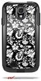 Black and White Flower - Decal Style Vinyl Skin fits Otterbox Commuter Case for Samsung Galaxy S4 (CASE SOLD SEPARATELY)