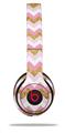 Skin Decal Wrap compatible with Beats Solo 2 WIRED Headphones Pink and White Chevron (HEADPHONES NOT INCLUDED)