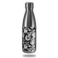 Skin Decal Wrap for RTIC Water Bottle 17oz Black and White Flower (BOTTLE NOT INCLUDED)