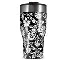 WraptorSkinz Skin Wrap compatible with 2017 and newer RTIC Tumblers 30oz Black and White Flower (TUMBLER NOT INCLUDED)