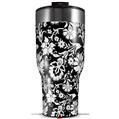 Skin Wrap Decal for 2017 RTIC Tumblers 40oz Black and White Flower (TUMBLER NOT INCLUDED)